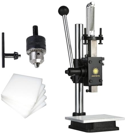 COYEUX Pressa Manuale per Albero, pressa Manuale idraulica con Cuscinetti, con Piastra Graduata + mandrino per Trapano + Piastra di Supporto, per Pelle, plastica, Legno, Alluminio