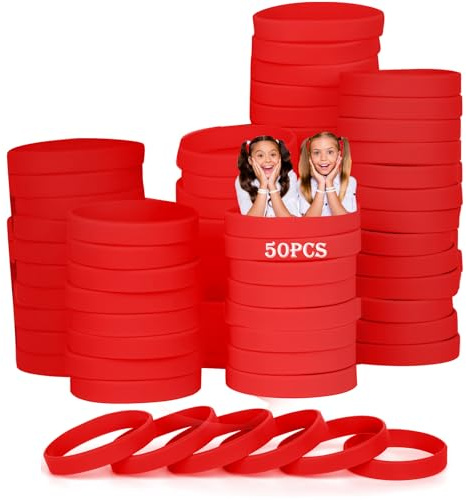 HONTIUS Silikonarmband, 50 st elastiska gummiarmband, silikonarmband för män kvinnor äldre sport, 8''-202cm, Silikon