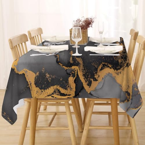 Tischdecke Abwaschbar Fleckschutz Tischdecke 100x140 cm Rechteckig Pflegeleicht Tischwäsche Wasserdicht Lotuseffekt Tischdecke Grau Gold Tischdecke Marmor Tischtuch für Küche, Esstisch, Couchtisch