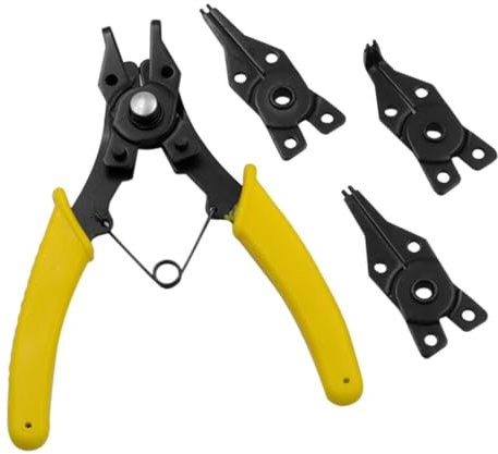WATIIFUFU Alicates para Anillos Elásticos y Circlips Mango Amarillo, Alta Resistencia, Kit Multifuncional para Desmontaje y Montaje de Ejes, Uso Profesional y Reparaciones,