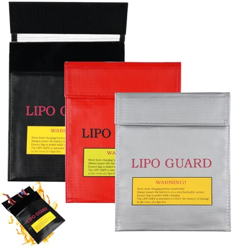 Feuerfest Wasserdicht Safe Bag, Akku Tasche Feuerfeste Dokumententasche | 3 Stück, Kleine Feuerfeste Geldtasche Battery Safety Guard für Aufbewahrung von Batterien oder Wertgegenständen-18,5 x 22 cm