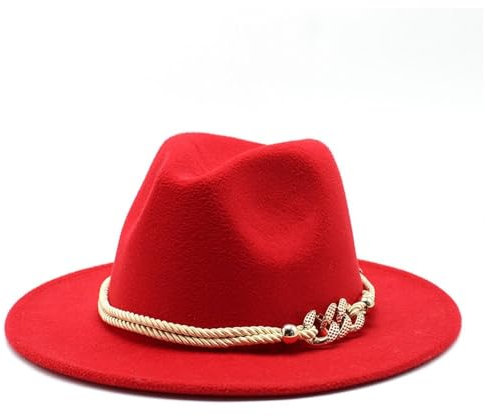 Church Woolen Englisch Stil Jazz Hut Big Krempe Hut Herbst und Winter Filzhut(Rot)
