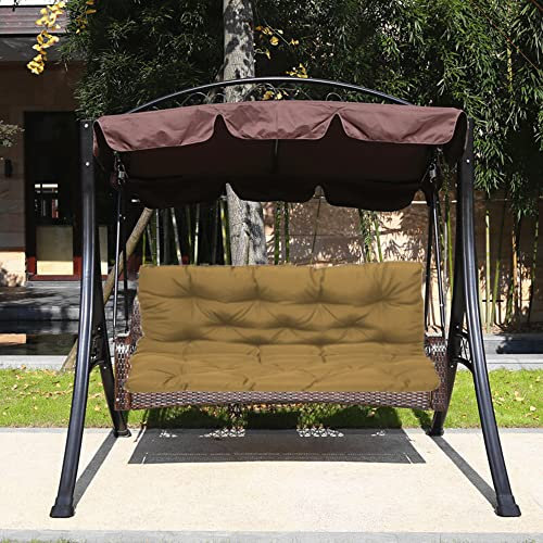 Hollywoodschaukel für Gartenmöbel, Hollywoodschaukel, Sitzkissen mit wasserabweisenden Riemen, 2- und 3-Sitzer, waschbare Ersatz-Pads für Gartenüberdachung, Rückenlehne, Khaki, 150 x 100 x 10 cm