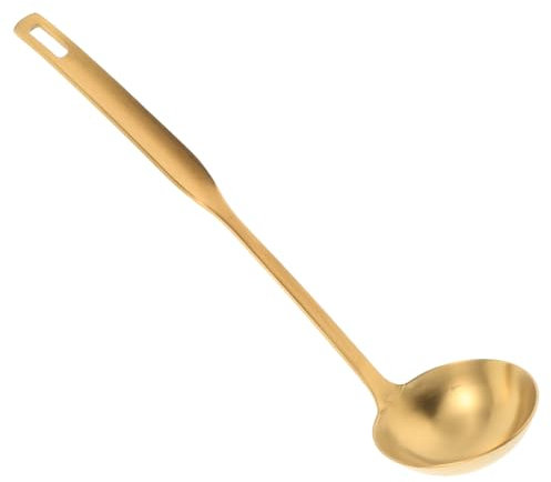 MAGICLULU Thickened Stainless Steel Spoon Large Soup Ladle for Cooking Hot Pot Restaurants Dishwasher Safe Steel Gold Finish