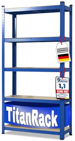 etm Schwerlastregale – Garage, Keller, Werkstatt - Steckregal, Lagerregal, Kellerregal - Hohe Traglast & Verstellbare Böden (Blau, 180 x 90 x 45 cm)