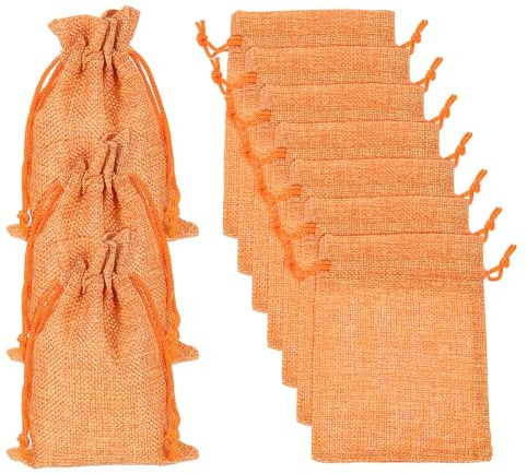 QUARKZMAN 20 st Jutepåsar med dragsko, 4 x 5,5 tum fina påsar smycken för presenter jul tacksägelse födelsedag bröllop fester, orange