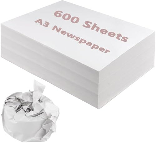 MAKTSAM 600 Sheets A3 Newspaper Print Paper, White Newspaper Offcuts Packing Paper for Moving, Wrapping, 420 x 297mm