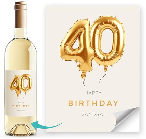 SpecialMe® Weinetiketten Runder Geburtstag personalisiert Alter und Name Luftballon-Design Flaschenetiketten selbstklebend Weiss unisize