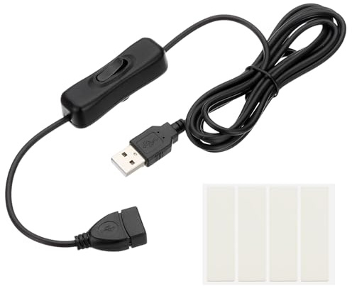 PATIKIL 2M USB Cable with ON/Off Switch, USB Male to Female Extension Cord with Foam Double-sided Tape for LED Desk Lamp LED Strip, Black