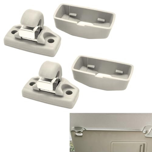 2 Piezas Clip Visera de Coche para VW Caddy Golf Mk4 Sharan Passat Polo Amarok Transporter T5 Touran Seat Ibiza Leon Skoda Fabia Octavia Superb 3B0857561B, Soporte de Gancho para Colgar Parasol(Gris)