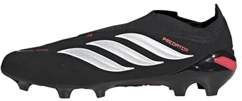 adidas Unisex Predator League Laceless Firm Ground Football Boots Shoes, Core Black/FTWR White/Lucid Red, 39 1/3 EU