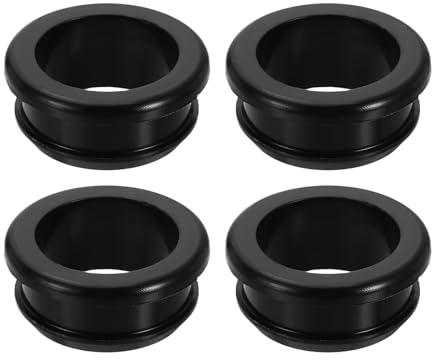 sourcing map 4Pcs Rubber Grommets Fit 1.18 (30mm) Hole Dia.0.59 (15mm) H 0.31(8mm) ID Hole Top Hat Grommet Silicone Rubber Hole Plug Gasket for Electrical Box Cable Pipe, Black