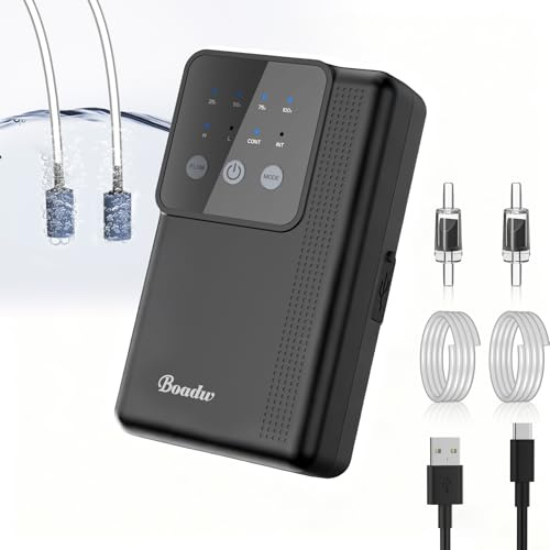 Boadw Pompa ad aria per acquario, pompa di ossigeno ricaricabile con batteria da 4400 mAh per pesca all'aperto e interruzione di corrente, Nano Mini accessorio per acquario con pietra frizzante