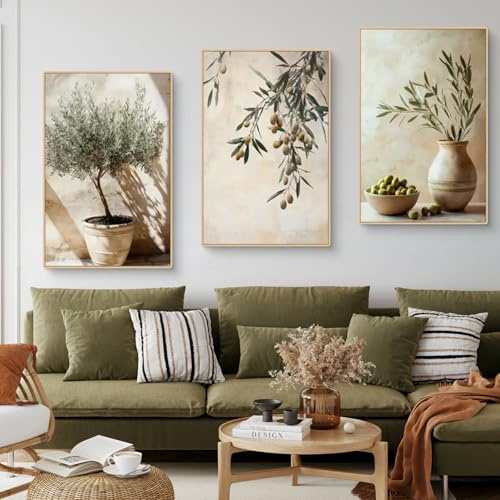 Uixxducc 3er Olivenbaum Poster Set, Mediterrane Pflanzen Bilder, Aesthetic Olivenbaum Wandbilder Wanddeko für Wohnzimmer & Schlafzimmer, ohne Rahmen (50x70cm)