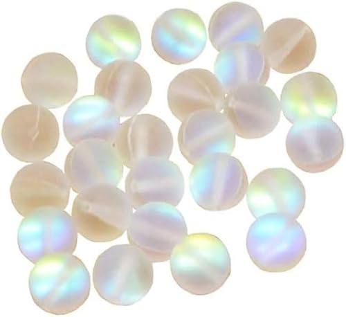 100 Pcs Matte Crystal Glass Mermaid Aurora Beads Moonstone for Jewelry Making 8mm