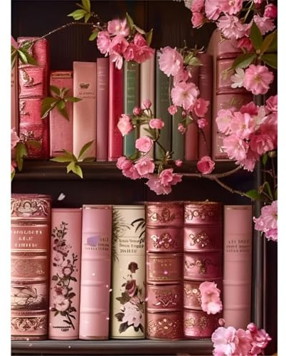 Bücherregal Blumen Diamond Painting Erwachsene,5D DIY Diamant Painting Bilder Set,Diamond-Painting Bastelset für Volldiamant, Erwachsene Anfänger diamant painting,Wanddeko & Geschenkideen (30x40cm)