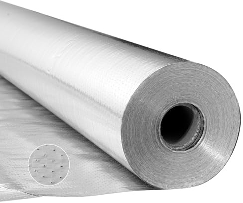VEVOR Double Reflective Insulation Roll, Perforated Woven Fabric Radiant Barrier, 0.15mm 48 in x 125 ft, Double-Sided Aluminum Foil Heat Reflective Shield, Thermal Insulation Roll for Window RV Roof