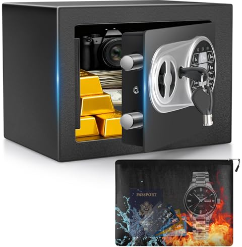 Ambesty 5L Safe Tresor MöBeltresor Klein mit Feuerfest Wasserdicht Geldtasche, Kleiner Tresor für Zuhause mit Zahlenschloss,Wandtresor für Bargeld Medikamente Schmuck, 23×17×17 cm