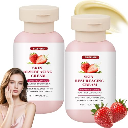 2PCS Strawberry Skin Resu/rfacing Cream, Strawberry Skin Cream for All Body, Gentle Moisturizing Body Lotion with Triple Acid Complex, for Rough and Bumpy Skin,Chicken Flakey Skin,Korean Body Care