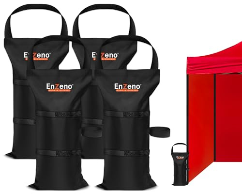 Enzeno Sandsäcke zum Beschweren 4er Set,46×23 cm Gewichte für Pavillon mit Klettverschluss,Pavillon Sandsack Beschwerung für Zelt,Gartenzelt,Sonnenschirm–Schwarz