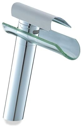 Robinet en Verre Cascade Lavabo Salle de Bain chromé Robinet Lave Main Haut Monotrou Mitigeur Haut Vasque
