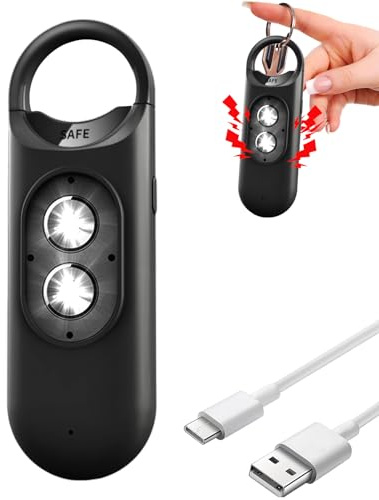 Alarme de sécurité personnelle – Alarme Lumineuse stroboscopique | Auto-défense Aĺarm, 130dB Petit Dispositif de sécurité Portable pour Femmes Famille Amis Filles épouses sœurs, Protection d'u