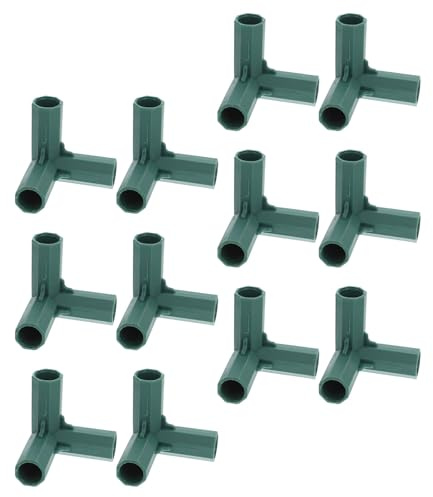 MOBUTOFU Connettori per Telaio Serra da Giardino 12 Pezzi 3 Vie Gomito in Pp Verde Resistente alle Intemperie per Tubi da 16 Mm Uso Professionale