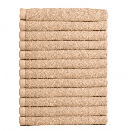 Sweet Needle Juego de Toallas faciales de 30 x 30 cm, 100% algodón, Extra absorbentes, Suaves, de Larga duración, para baño, Lavado Facial, salón, Gimnasio, SPA (Paquete de 12, Lino)