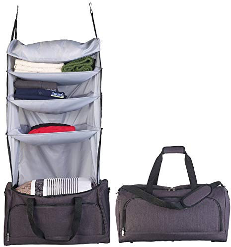 Xcase Reisetasche mit Fächern: Faltbare Reisetasche mit integriertem Wäsche-Organizer zum Aufhängen (mit vielen Fächern, mit Garderobe, aufklappbare Fächer)