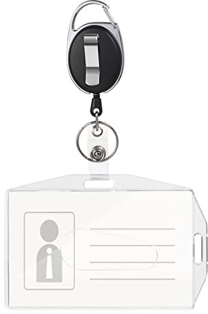 Vicloon Ausweishüllen, 1 Stück ID Kartenhalter mit Retractable Schlüssel Jojo, Ausweishalter mit Clip, Aus Plastik Hartplastik, Horizontal/Vertikal 2 Arten Zum Tragen, für ID Badge Holder