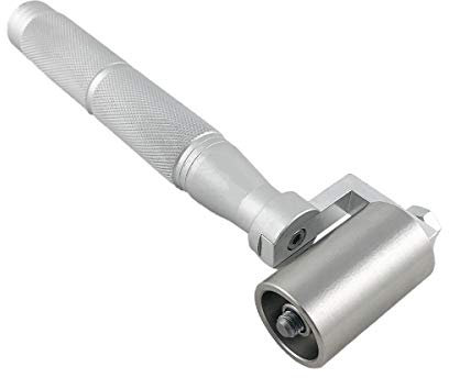 QWORK® Rullo di Pressione in Acciaio Inossidabile, Rullo Carta da Parati con Antiscivolo Lega di Alluminio Maniglia, Strumento di Decorazione della Casa per Carta da Parati (40 mm)