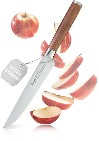 RÖSLE Fleischmesser Masterclass 18 cm - Hochwertiges und scharfes Küchenmesser zum Schneiden von Fleisch, Tranchieren von Braten, ein scharfes Schneidemesser mit ergonomischem Griff aus Walnussholz