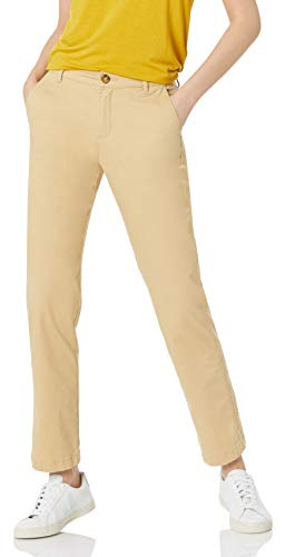 Amazon Essentials Women's Straight-Fit Stretch Twill Chino Pant, Khaki, 10
