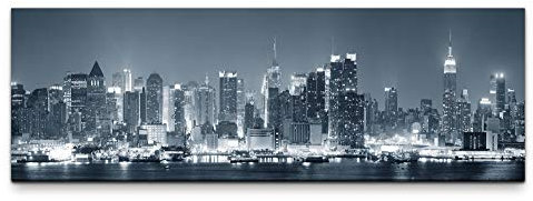 Eau Zone Leinwandbild auf Echtholzrahmen New York Skyline 120x40cm
