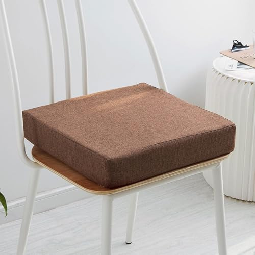 Cojín de espuma viscoelástica para silla, cojín extraíble de 5/8 cm de grosor, 40/45/50 cm, cojín de asiento antideslizante para comedor, jardín, oficina, sillas de cocina, 50 x 50 x 8 cm, café