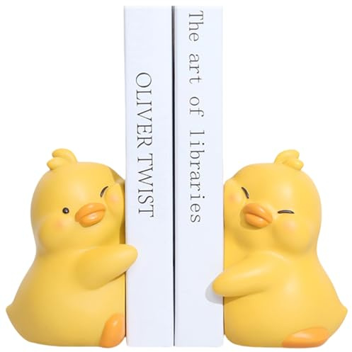 Cute Hug Ducks Decorative Bookends, Unique Book Ends to Hold Books Creative Resin Book Holder Stopper for Home Office Desk Bookshelf Decoration