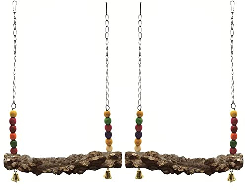 Myqqhbs 2 Pack Altalena per Uccelli di Pollo in Legno Naturale Altalena Giocattoli Altalena in Legno per Pulcino, Accessori per Pollaio Sicuro per Uccelli, Pappagalli