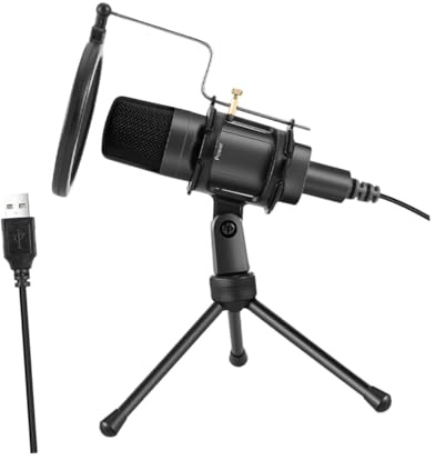 LIFKICH USB Condenser Microphone Set Noise Reduction Mic for Live Broadcasts and Streaming Voice Desktop Computer Microphone with Adjustable Bracket Black