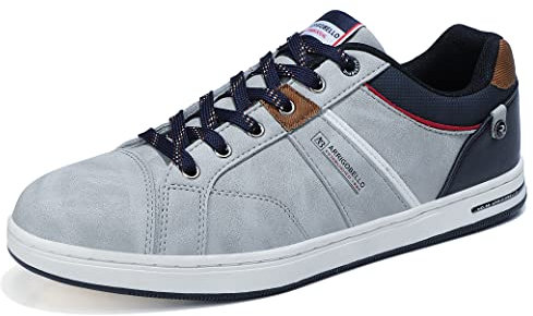 ARRIGO BELLO Mens Casual Shoes Trainers Walking Business Comfy Leather Hiking Non-Slip Running Trainer Size 7-11 (A1 Grey,Size_9)