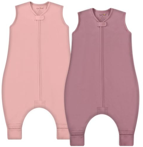 Baby Schlafsack mit Füßen Bio-Baumwolle 0.5 TOG Sommerschlafsack 2er-Pack | Atmungsaktiver, leichter Schlafsack mit Beinen aus GOTS & OEKO-TEX-zertifizierter Bio-Baumwolle, 80–90 cm von Mama Cheetah