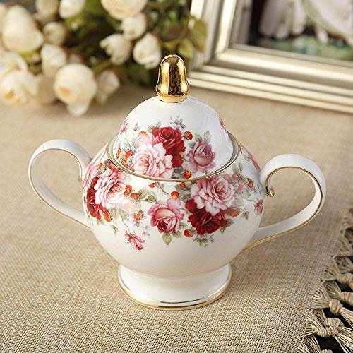asdchZen Lot de 21 tasses à café en porcelaine anglaise de haute qualité avec théière, pot à lait, sucrier, tasse à thé, cuillère pour cadeau de maison, bureau (pichet à sucre)