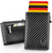TEEHON Leder Geldbörse Herren mit Münzfach & RFID Schutz | Slim Wallet Kreditkartenetui mit Banknotenfächer | Carbon Geldbeutel Herren Kartenetui Klein& ID-Fenster | Mini Portmonee Herren | Schwarz
