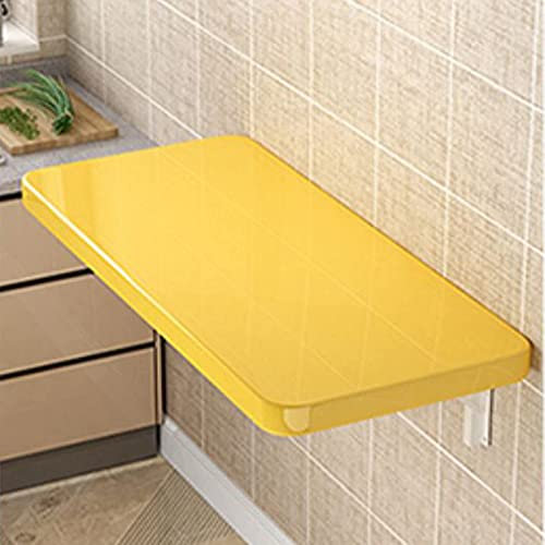 TOAWEM Gelber Klapptisch zur Wandmontage, moderner und minimalistischer Klappschreibtisch, multifunktionaler Laptop-Schreibtisch, Esstisch, mit Halterungen