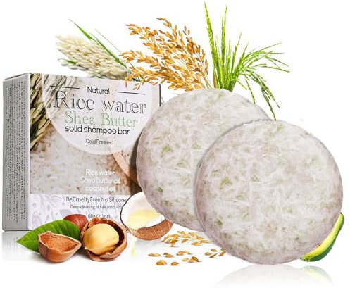 Shefave Reisshampoo Bar, 2PCS Reiswasser Shampoo Bar mit Sheabutter, Kokosl, Anti-Haarausfall, fr Haarwachstum, nhrend, volumenstrkend und strkend