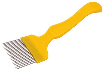 Namvo Entdeckelungsgabel aus Edelstahl, Bienengabel, Honigwabe, Honiggabel, Imkerei-Honigschaberschaufel, Imkereiausrüstungszubehör, Imkereiwerkzeug, Gelb, 1 Stück