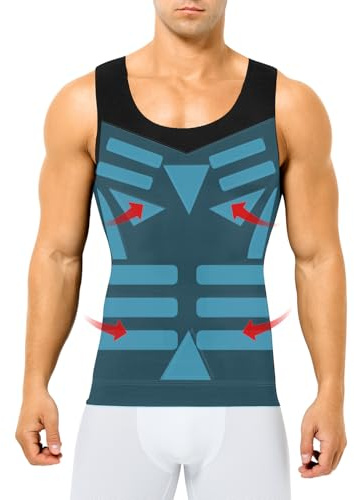 Casey Kevin Canotta Compressione Uomo Shapewear, Canotta Contenitiva Maglia Contenitiva Uomo Snellente Intimo Fitness Dimagrante Fascia Pancia Canottiera, M