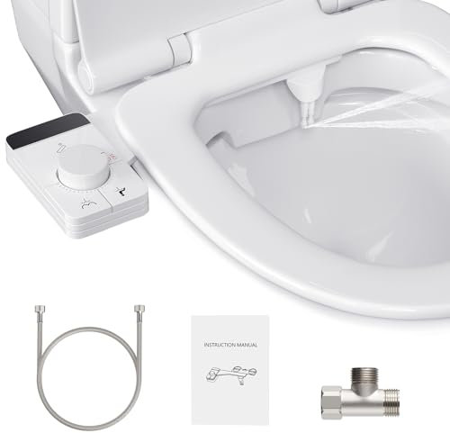 Potuem Bidet para WC, Accesorio No Eléctrico para Bidé con Boquillas Dobles Retráctiles, Presión de Agua Ajustable, Agua Fría Bidet Attachment
