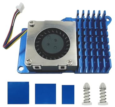 BlueMW Active Cooler para Raspberry Pi 5, Aluminio Radiador Disipador de Calor con Ventilador para Raspberry Pi 5 (Azul)