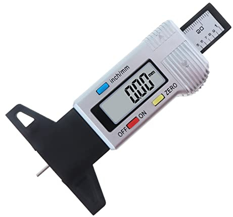 Smgda Misuratore di profondità del battistrada degli pneumatici, 0-25,4 mm, digitale, strumento di misurazione dell'usura dei pneumatici con ampio schermo LCD, accurato, durevole e portatile, per