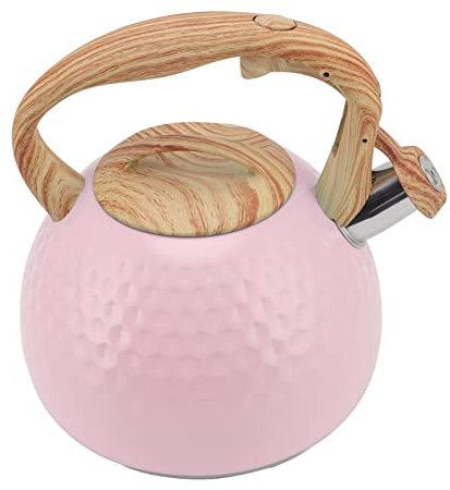 Akozon Bouilloire Sifflante 3 L avec Poignée pour Cuisinières électriques et à Gaz – Acier Inoxydable, Design élégant, Parfaite pour l'eau Bouillante Rapide (PINK)